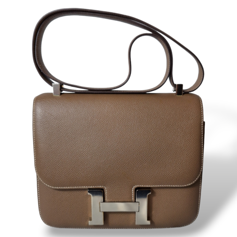 Bolsa Hermès Constance 24 Couro Epsom Etoupe Ferragem Dourada