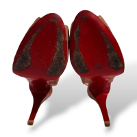 Peep Toe Christian Louboutin Bege Embossed - 35