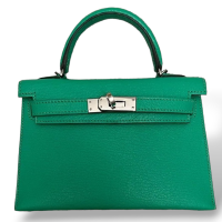 Bolsa Hermès Mini Kelly Vert Comics com Ferragem Palladium