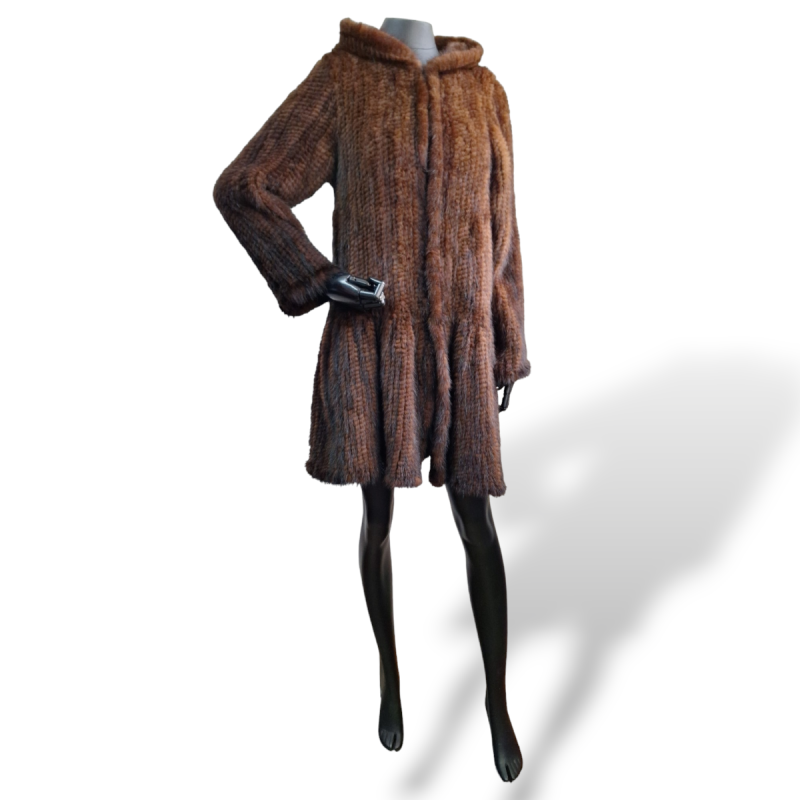 Casaco de Vison Rajado Tricô de Pele - 38