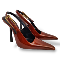 Slingback Yves Saint Laurent Lee de Charol Marrom-36