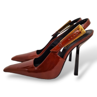 Slingback Yves Saint Laurent Lee de Charol Marrom-36