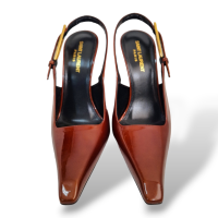 Slingback Yves Saint Laurent Lee de Charol Marrom-36