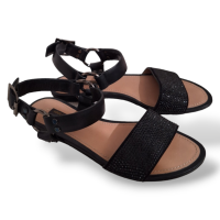 Sandália Louis Vuitton Malha de Strass Preta-35