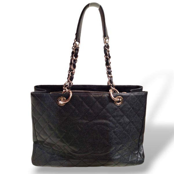 Bolsa Chanel Grand Shopping Preta Caviar com Ferragem Prata