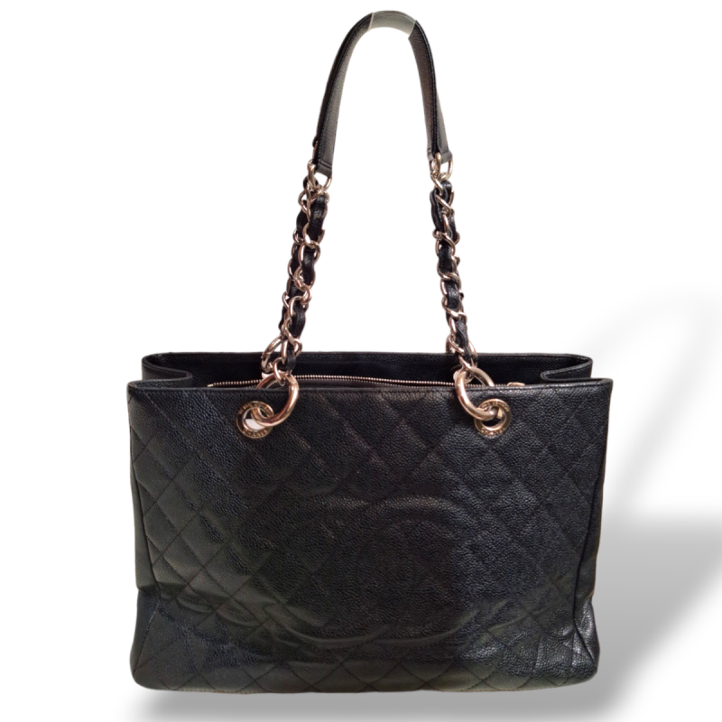 Bolsa Chanel Grand Shopping Preta Caviar com Ferragem Prata