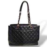 Bolsa Chanel Grand Shopping Preta Caviar com Ferragem Prata