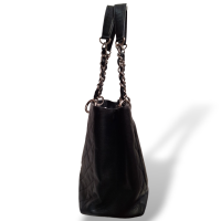 Bolsa Chanel Grand Shopping Preta Caviar com Ferragem Prata