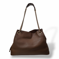 Bolsa Gucci Soho Chain Tote Bege com Ferragem Dourada