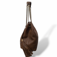 Bolsa Gucci Soho Chain Tote Bege com Ferragem Dourada