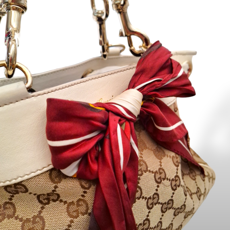 Bolsa Gucci Monograma Positano Tote Off White Bolsa Gucci Monograma Positano Tote Off White
