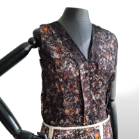Conjunto Bottega Veneta Seda Florida com Renda Preta