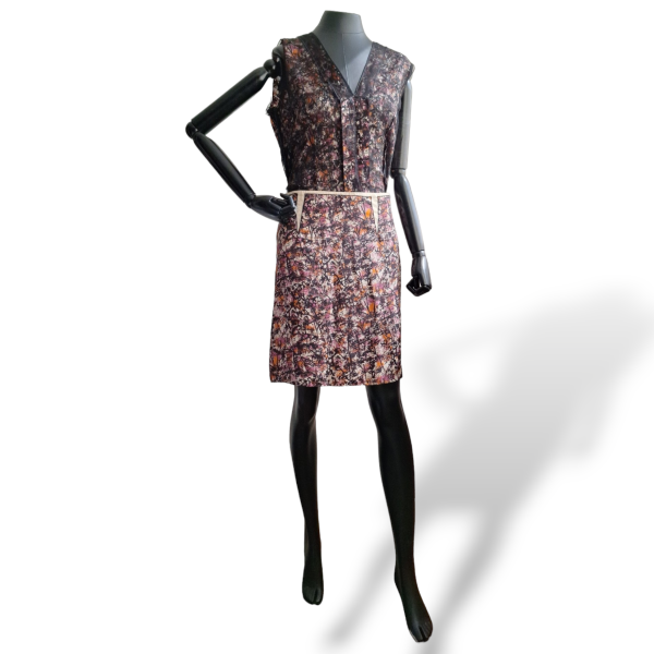 Conjunto Bottega Veneta Seda Florida com Renda Preta