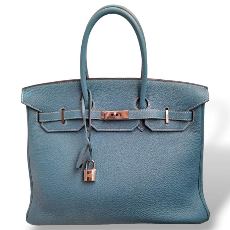 Bolsa Hermès Birkin 35 Blue Jean em Couro Togo e Ferragem Palladium