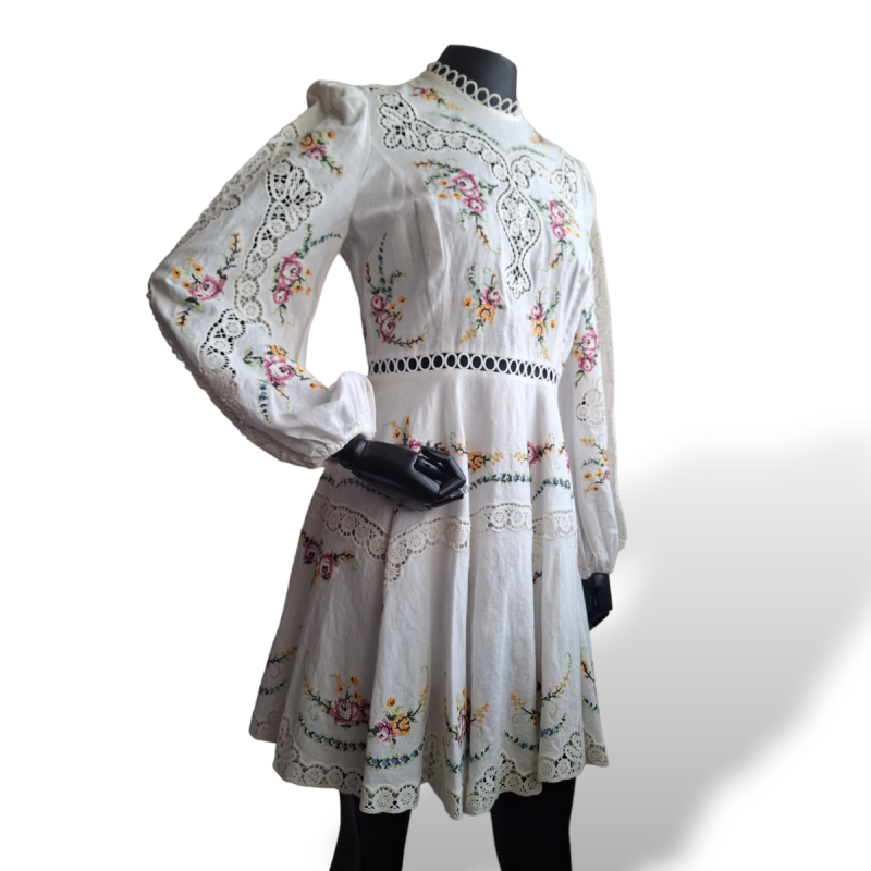 Vestido Zimmermann Renda Bordado Branco - 36 Vestido Zimmermann Renda Bordado Branco - 36