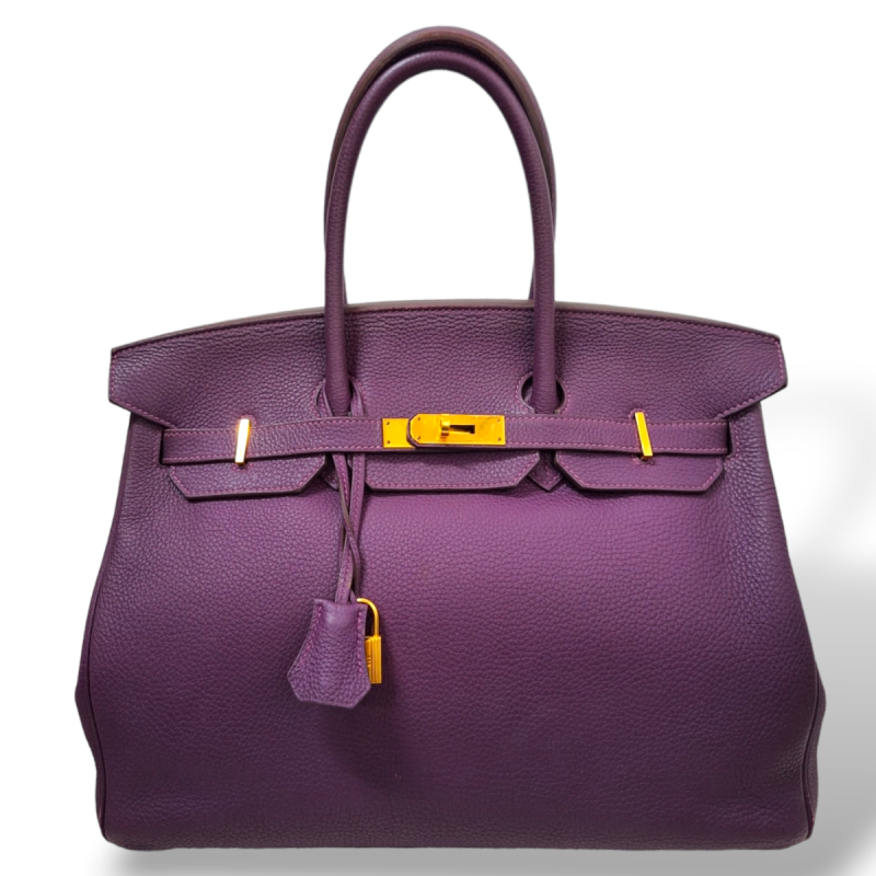Bolsa Hermès Birkin 35 Roxa com Ferragem Gold