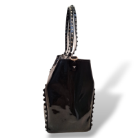 Bolsa Valentino Tote Rockstud em Verniz Preta 