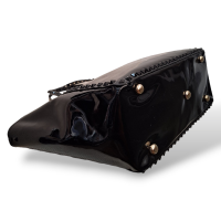 Bolsa Valentino Tote Rockstud em Verniz Preta 