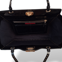 Bolsa Valentino Tote Rockstud em Verniz Preta 