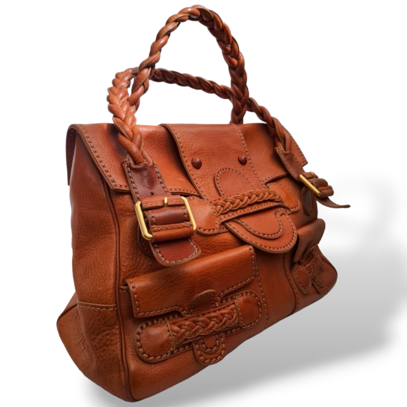 Bolsa Valentino Shoulder Vintage em Couro Laranja