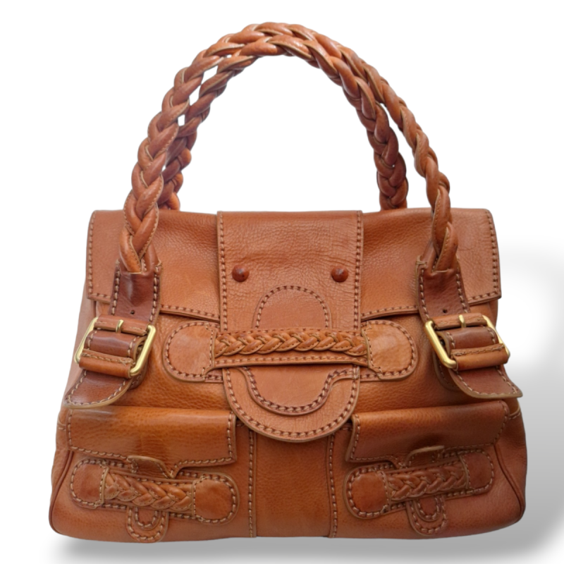 Bolsa Valentino Shoulder Vintage em Couro Laranja