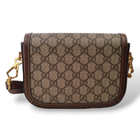 Bolsa Gucci Horsebit 1955 Mini Monograma com Alça Web Extra