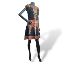 Vestido Valentino Preto Estampado Midi - 44