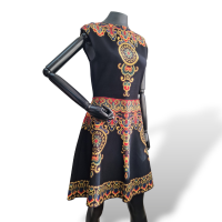 Vestido Valentino Preto Estampado Midi - 44