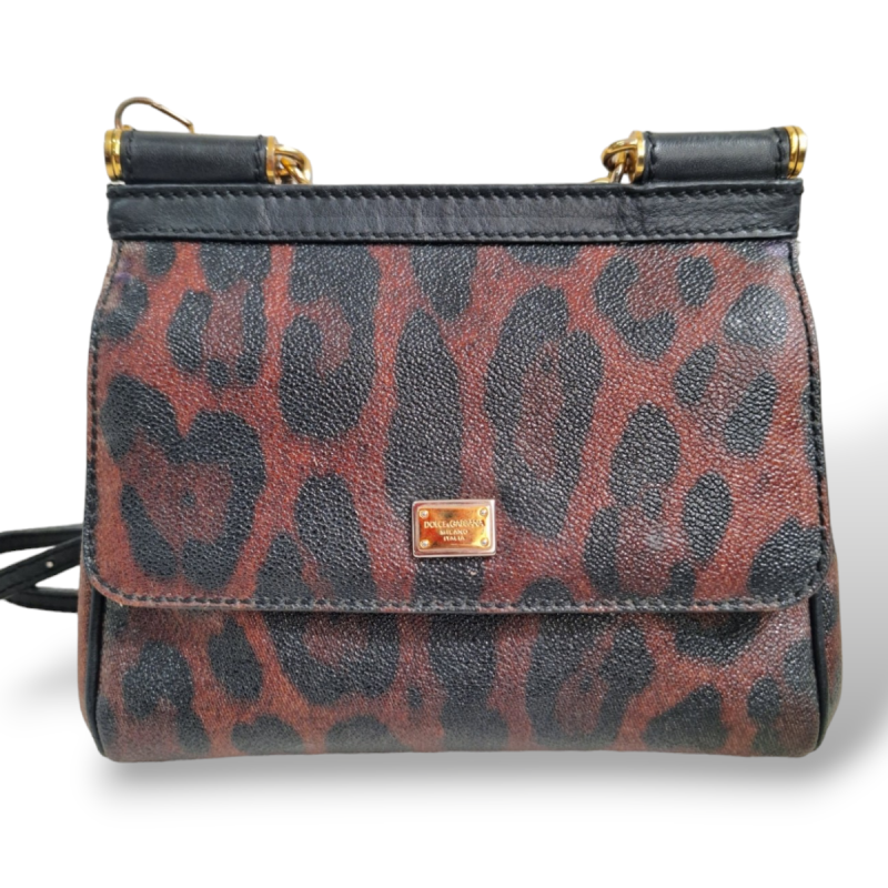 Bolsa Dolce & Gabbana Sicily Couro Leopard Bolsa Dolce & Gabbana Sicily Couro Leopard