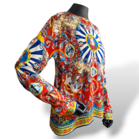Blusa Dolce Gabbana de Seda Estampa Carreto 