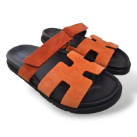 Sandália Hermès Chypre em Suede Rose Bois De Santal / Rouge De Turin-38