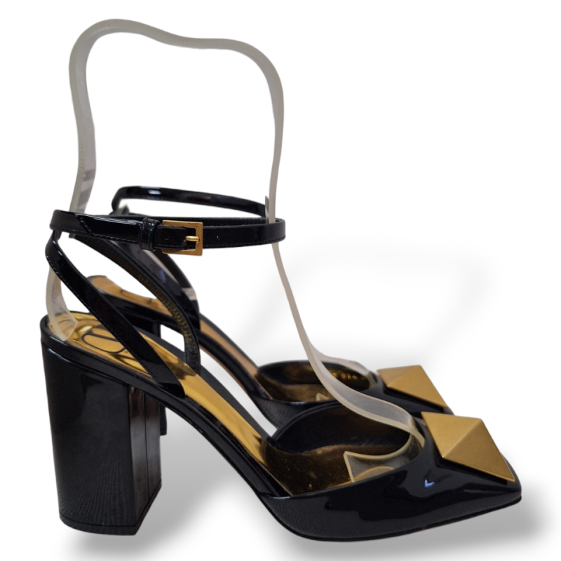 Sapato Valentino One Stud Preto em Verniz-37 Sapato Valentino One Stud Preto em Verniz-37
