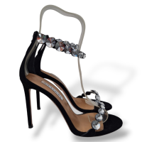 Sandália Aquazzura Maxi Tequila com Cristais Preta - 36