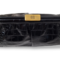 Clutch Balenciaga em Croco Preta 
