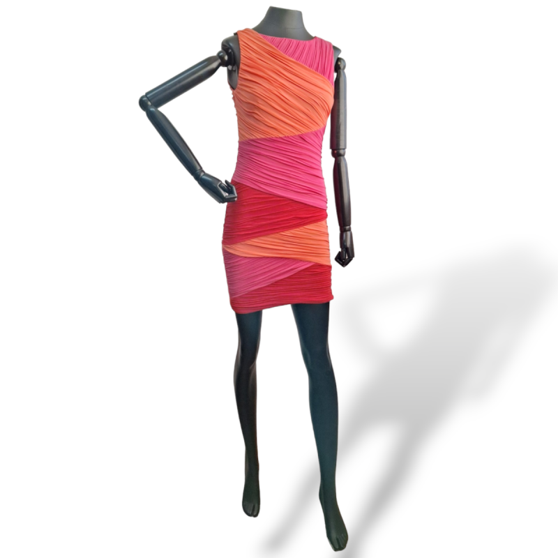 Vestido BCBG Max Azria Drapeado Rosa, Vermelho e Laranja - XXS Vestido BCBG Max Azria Drapeado Rosa, Vermelho e Laranja - XXS