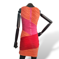 Vestido BCBG Max Azria Drapeado Rosa, Vermelho e Laranja - XXS