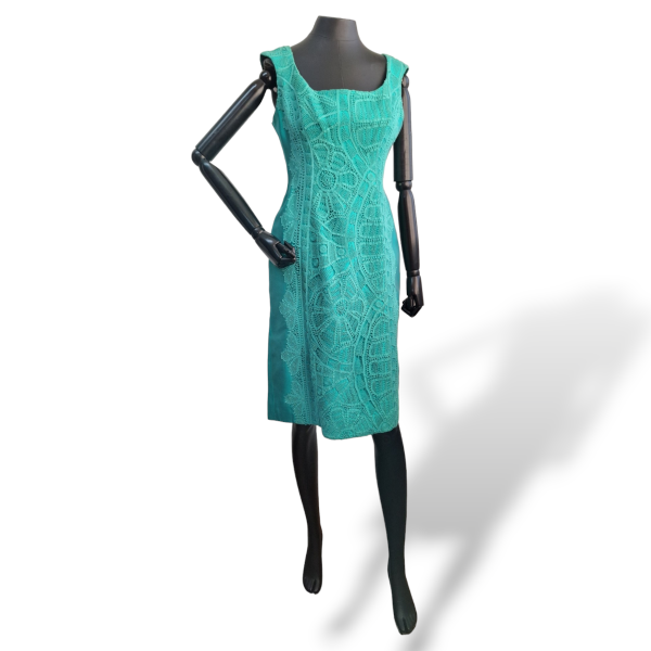 Vestido Martha Medeiros em Shantung e Renda Verde - 40