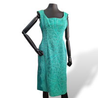 Vestido Martha Medeiros em Shantung e Renda Verde - 40