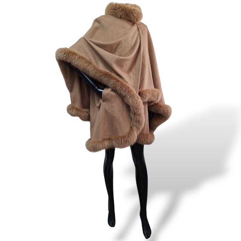 Poncho Sprung Frères em Lã Caramelo - TU