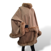 Poncho Sprung Frères em Lã Caramelo - TU