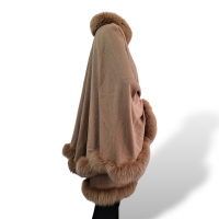 Poncho Sprung Frères em Lã Caramelo - TU