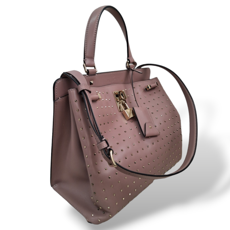 Bolsa Tote Valentino Joylock Handle Studs Rose