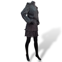 Vestido Parker em Lurex Preto e Prata