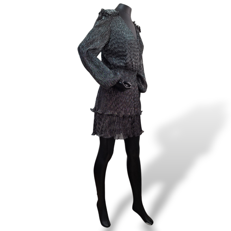 Vestido Parker em Lurex Preto e Prata Vestido Parker em Lurex Preto e Prata