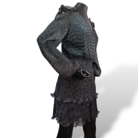 Vestido Parker em Lurex Preto e Prata