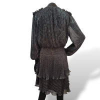 Vestido Parker em Lurex Preto e Prata
