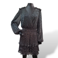 Vestido Parker em Lurex Preto e Prata