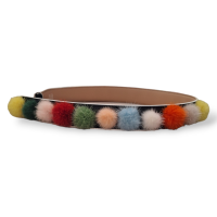 Alça Fendi Pompom em Vison Colorido