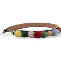Alça Fendi Pompom em Vison Colorido