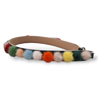 Alça Fendi Pompom em Vison Colorido